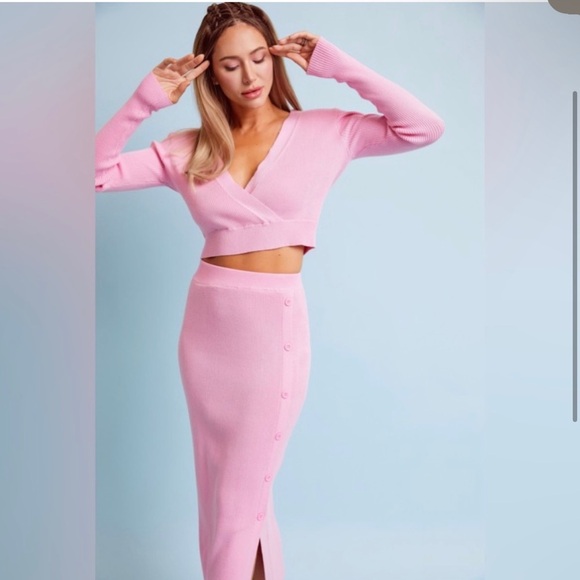 Pink Ribbed Knit Two-Piece Set - Picture 2 of 4